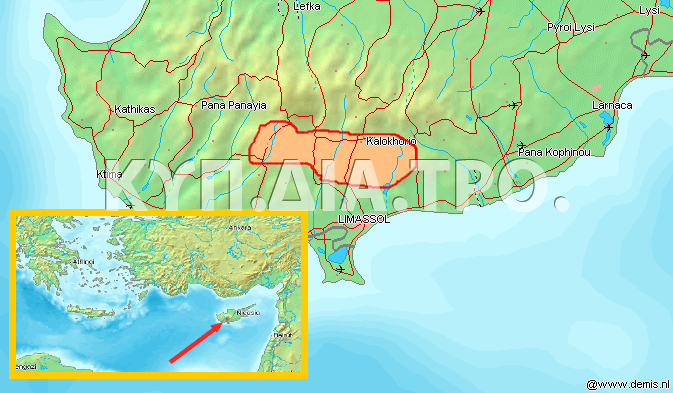 Η περιοχή της Κουμανδαρίας <br/>Πηγή: http://en.wikipedia.org/wiki/File:Monotlithos_Mavro_Grapes_.jpg